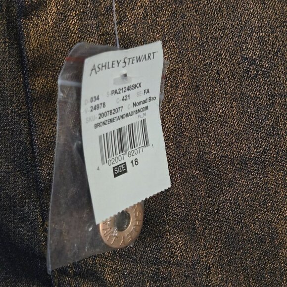 Ashley Stewart NWT Nomad Bronze Metallic Jeans Size 18 - Picture 9 of 11